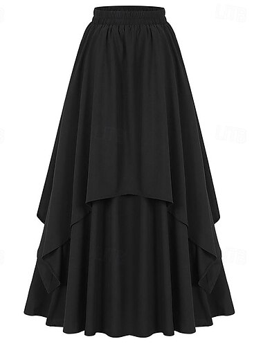  Rétro Vintage Médiéval Renaissance Jupe Costume de cosplay Jupe longue Ren Faire Couleur Unie Femmes Celtique Pirate Fantaisie Halloween Carnaval Mascarade Carnaval Décontracté Quotidien Adulte Jupes