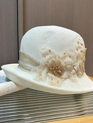  fascinators Hatter Hodeplagg Tyll Acryl / Bomull Bøttehatt Fedora Stråhatt Avslappet Ferie Elegant Årgang Med Rhinsten Fjær Hodeplagg Hodeplagg