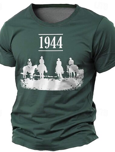  Graphic Cowboy Retro Vintage Brautkleider schlicht Streetstyle Herren 3D-Druck T Shirt Sports Outdoor Festtage Ausgehen T-Shirt Schwarz Marineblau Purpur Kurzarm Rundhalsausschnitt Hemd Frühling