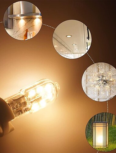 G4 LED-Birne AC/DC 12 V 220 V G4 JC Bi-Pin-Sockel 20 W Halogenbirne Ersatzbirne für Unterbau-Dunstabzugshaube Herdlampe Kronleuchter und Wandleuchten 5 Stück