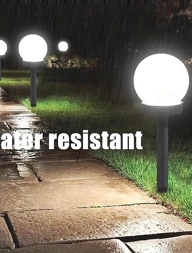  3 luces solares para jardín, pequeñas bolas blancas, redondas, LED, decorativas para exteriores, paisajismo, jardín, villa, césped, con enchufe de tierra, resistentes al agua.