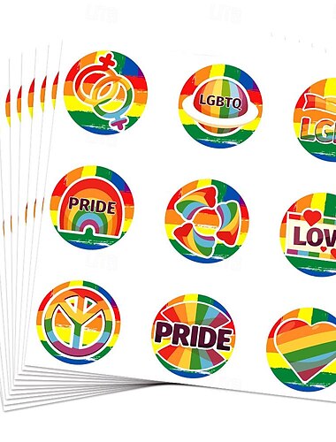  LGBTLGBTQ Arc-en-ciel Autocollant Adulte Homme Femme Gays Lesbienne Défilé de la fierté Mois de la fierté Mascarade Costume de carnaval facile