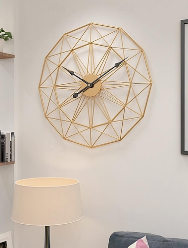  retro nordisk typ järnkonst stor tyst hängande väggklocka mute hanger klockor hem vardagsrum sovrum dekoration tillbehör 50 / 60 cm guld svart