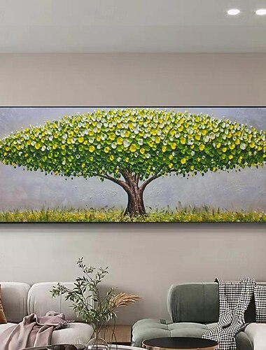  Árbol moderno lienzo pintura al óleo árbol colorido textura arte cálido pintado a mano decoración del paisaje arte de la pared arte del dormitorio nueva decoración del hogar sin marco