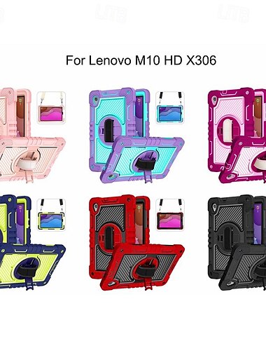  لوح أغط / كفرات من أجل Lenovo M10 HD 2nd Gen 10.1" TB-X306 محمول مقبض دوران360ْ درع الكمبيوتر الشخصي سيليكون