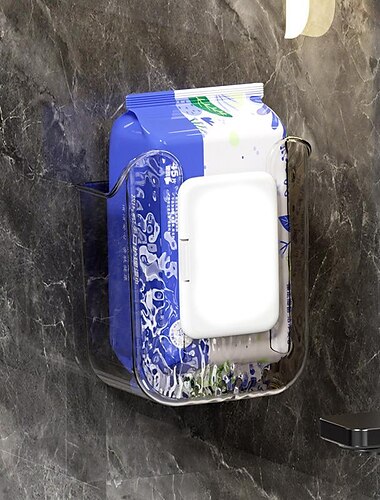  An der Wand montierte Taschentuchbox, Aufbewahrungsbox für Küchentücher, selbstklebender Toilettenpapierhalter zur Wandmontage ohne Stanzen