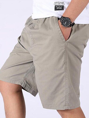  Herren Sommer-Shorts Arbeitsshorts Lässige Shorts Tasche Kordelzug Elastische Taille Glatt Komfort Knielänge Sports Outdoor Täglich Modisch Klassicher Stil Armeegrün Schwarz Mikro-elastisch