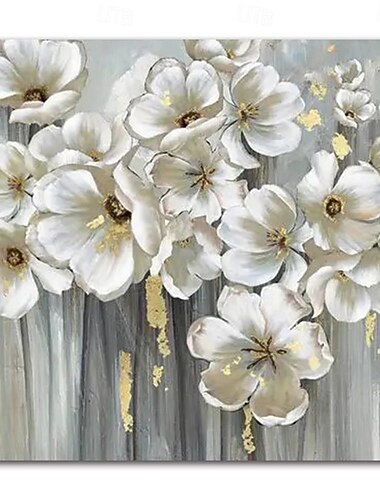  mintura håndlavede hvide blomster oliemalerier på lærred vægkunst dekoration moderne abstrakte billeder til boligindretning rullet rammeløst ustrakt maleri