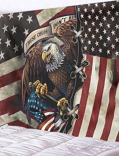  Tapiz colgante del día de la independencia 4 de julio águila libertad arte de la pared tapiz grande decoración mural fotografía telón de fondo manta cortina hogar dormitorio sala decoración