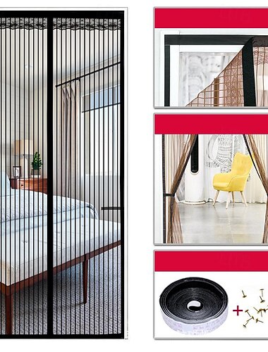  Magnetische Fliegengittertüren mit Magneten für Türen Fiberglas-Meshvorhang automatische leise Schließung für Patio Deck Veranda Balkon Glas Garage und sogar Schiebetüren