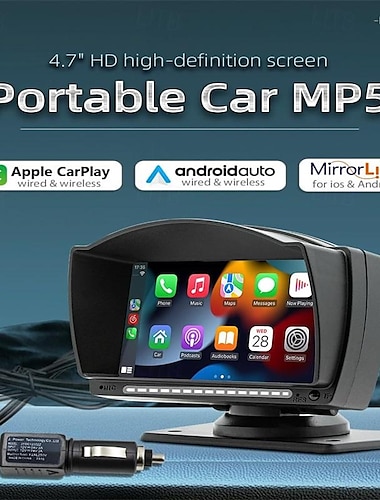  4,7-tommer bærbar mp5-afspiller til bil med ips-skærm backup kamera til bil gps navigation bluetooth airplay spejl link aux/fm sender