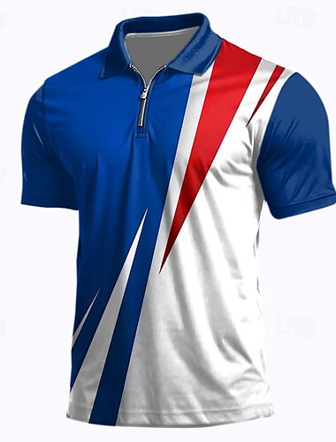  Herren Veteranen Patriotisch Poloshirts mit Reißverschluss Golfshirt Kurzarm Polo-Shirts Hemden mit Kragen Lässig Streetwear Urlaubskleidung Party-Outfits 3D-Druck Viertelreißverschluss-Poloshirt