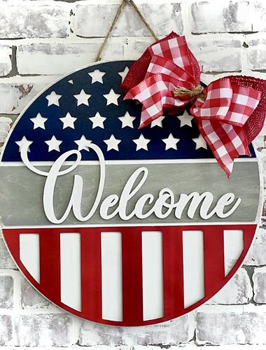  День независимости Америки, деревянное украшение для дома, товары для вечеринок, украшения со звездами и дверными знаками