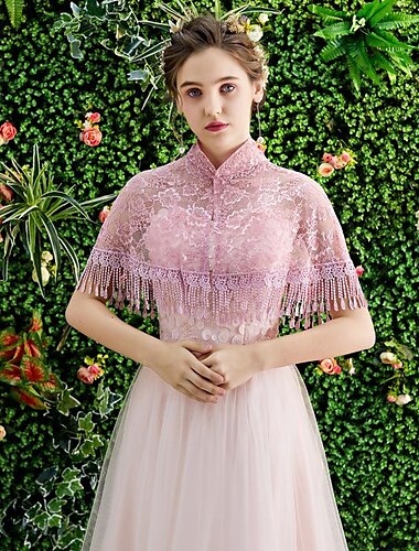  Estolas de Señora Capa Elegante Nupcial Media Manga Poliéster Velos de Boda Con Color Puro Para Fiesta Primavera verano
