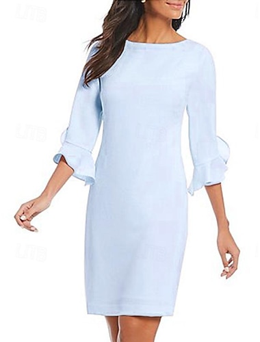  Sheath cocktailklänningar minimalistisk klänning cocktailparty knälång 3/4 ärm juvel-nacke höst bröllopsgäst chiffon med volanger derby klänningar 2025