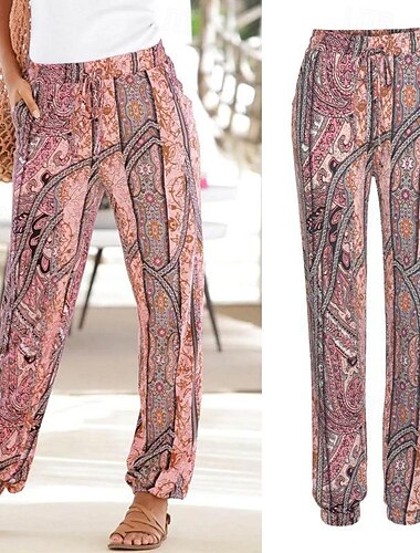  Femme Pantalon Pantalon jogging Casual Quotidien Longue Graphic Poches latérales Imprimer Respirabilité Confortable Micro-élastique Fin de semaine Blanche Rose Claire Gris Printemps été Standard
