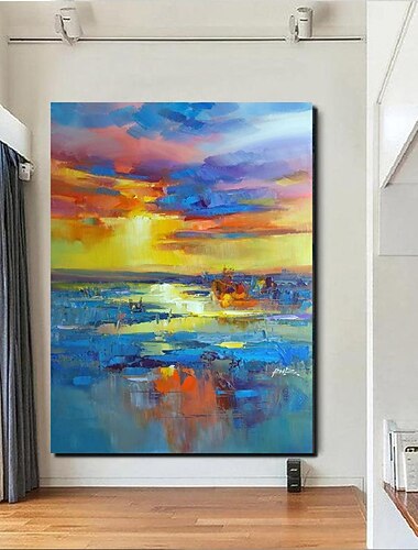  handmate olieverfschilderijcanvasmuurkunstdecoratieabstract messchilderijlandschap geelvoor huisdecor gerold frameloos ongerekt schilderij