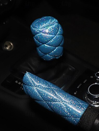  fyautoper Flash Gold gesteppte diamantartige Handbremse Set Getriebe Set zweiteiliges rundes Kopfgriff Set
