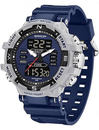  SANDA Männer Digitaluhr Outdoor Sport Mode Armbanduhr Luminous Stoppuhr Wecker Countdown TPU Uhr