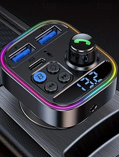  pd30w auto mp3 atmosfera a sette colori luce auto bluetooth vivavoce ingresso audio aux lettore fm per auto