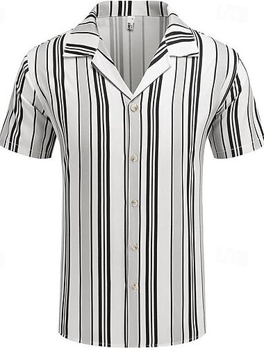  Per uomo Camicia Camicia Estiva Camicia casual Camicia da Spiaggia Camicia con Bottoni Camicie a righe Nero Blu marino Grigio Manica Corta A righe Collo Camp Vacanza Camicia hawaiana Abbigliamento