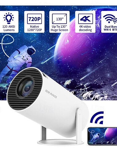  Fabrieksverkoop HY300 LCD Projector Mini handheld zakformaat draagbaar Keystone-correctie Handmatige focus WiFi Bluetooth-projector 720P (1280x720) 150 lm Overige / Android Compatibel met: HDMI USB