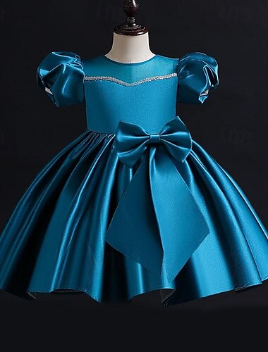  Baby Mädchen Party Kleid Pailletten Kurzarm Leistung Gitter Kuschelig Prinzessin Polyester Übers Knie Etuikleid Tüll-Kleid Sommer Frühling Herbst 3-7 Jahre Silber Schwarz Weiß