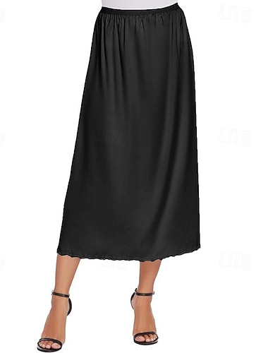  Élégant Années 1950 Midi Sous jupe Demi-jupon Jupe en satin Dentelle Femmes Tenue Quotidienne Enterrement de Vie de Jeune Fille Adulte Jupe Toutes saisons