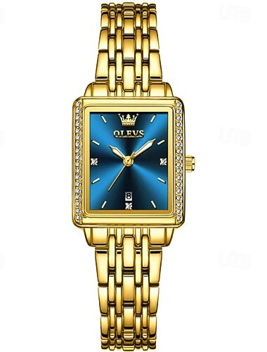  nye olevs olevs mærke dameure natkalender trend firkantet mode simpelt luksus quartz ur vandtæt sport dame armbåndsur