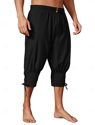  Medieval Renacimiento siglo 17 Pantalones pantalones piratas Feria del Renacimiento Pirata Vikingo Cruzado Correa Color sólido Hombre Pirata Fantasía Víspera de Todos los Santos Mascarada Víspera de