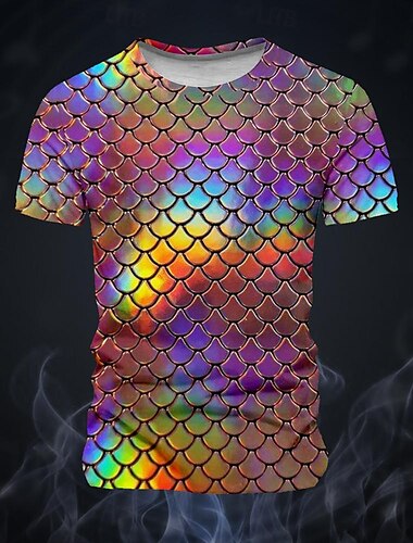  Férfi Mérlegek Holografikus Póló Rövid ujjú póló 3D nyomtatás Terített nyak Ing Divat Túlzott Vicces Utca Szabadtéri sport Szivárvány Nyár Tavasz Ruházat S M L XL XXL XXXL