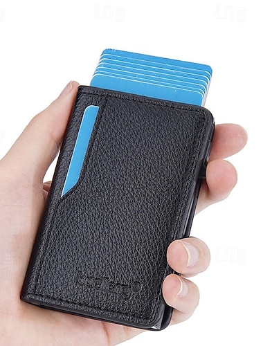  Homme Portefeuille Porte-cartes de crédit faux cuir Bureau du quotidien Relief Grande Capacité Couleur unie Brun foncé Noir Café