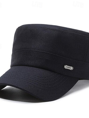  Hombre Unisexo Gorra Plana Gorra de Béisbol gorra militar Sombrero de cadete Negro Azul Marino Poliéster Vintage Moda Casual Calle Diario Plano Ajustable Transpirable