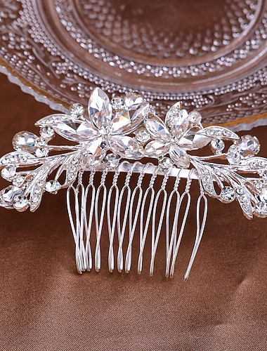  Hårkammar Huvudbonad Bergkristall Legering Bröllop cocktail Elegant Lyx Med Strass Kristalldetaljer Hårbonad Huvudbonader