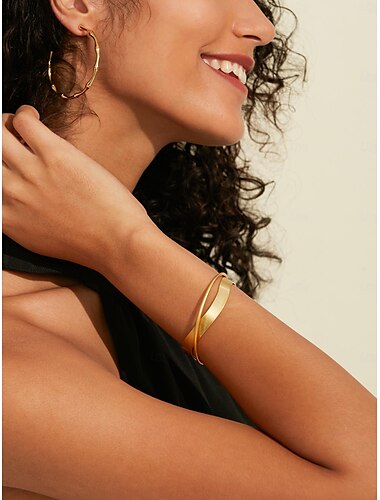  Mujer Brazaletes Dorado Latón Elegante