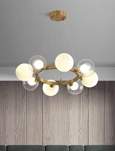 Lustre pendente iluminação ouro cobre com globos de vidro clássico vintage sputnik luminária de teto para cozinha sala de estar sala de jantar quarto fazenda