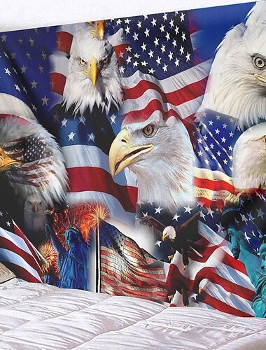  Tapiz colgante del día de la independencia 4 de julio águila libertad arte de la pared tapiz grande decoración mural fotografía telón de fondo manta cortina hogar dormitorio sala de estar decoración