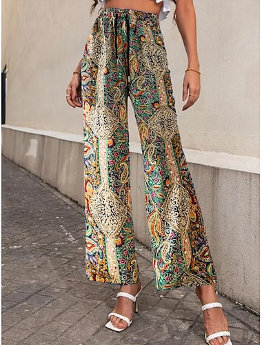  Femme Ample Pantalon Casual Quotidien Longue Graphic Cachemire Chien Poches latérales Imprimer Conception de cordon élastique Respirabilité Confortable Non Elastique Sortie Fin de semaine Noir et