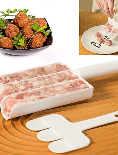  creatieve keuken drievoudige gehaktbalmaker, vleesballerlepel met snijschop, diy gehaktbalmaakset, thuis kookgereedschap voor snel koekjesdeeg of sorbet