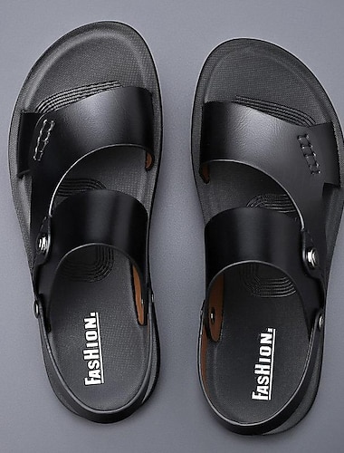  mænds lædersandaler sommer sandaler hjemmesko strand kald afslappet dagligt åndbare sko kaki sort brun