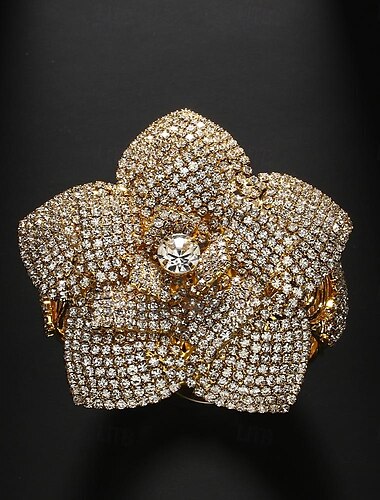  Damen Tennisarmband Layer-Look Blume Kostbar Erklärung Luxus Strass Armband Schmuck Silber / Gold Für Geschenk Verlobung Abiball