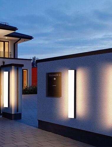  lang væglampe 30/48/60/90cm moderne led lys, varm hvid vandtæt akryl lampet lanterne til stue, badeværelse, garage, terrasse