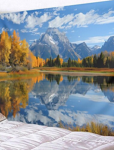  See Berg Landschaft hängen Wandteppich Kunst große Wandteppich Wandbild Dekor Fotografie Hintergrund Decke Vorhang Haus Schlafzimmer Wohnzimmer Dekoration Wandtuch XXL Natur