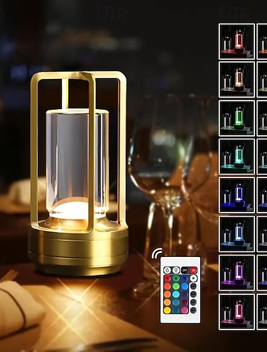  lampada da scrivania portatile in metallo, lampada da tavolo a LED senza fili, lampada ricaricabile con controllo touch a 16 colori, lampada da scrivania per arredamento della stanza con luminosità
