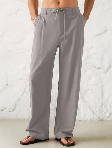  Herren Hose Hosen Sommerhosen Strandhose Kordelzug Weite Hosen Vordertasche Glatt Komfort Weich Casual Täglich Modisch Strassenmode Schwarz Weiß Mikro-elastisch