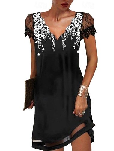  Mujer Mini vestido Vestido informal Vestido bohemio Elegante Bohemia Casual Vacaciones Diario Cita Ajuste regular Floral Escote en Pico Blanco Amarillo Rosa Azul Piscina Verano