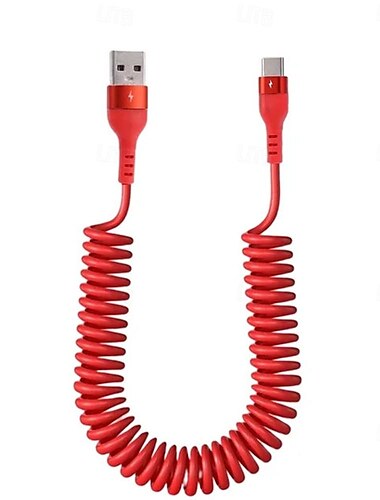  5A Typ C Datenkabel Feder Teleskop Schnellladekabel Auto USB C Ladekabel für Android-Handyzubehör für Xiaomi Samsung