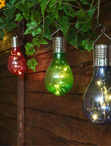  Bombillas solares portátiles para exteriores, impermeables, para jardín, camping, colgante, lámpara de luz LED, globo, luces colgantes para el hogar, patio, fiesta de Navidad, decoraciones navideñas