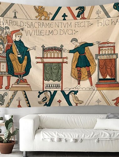  Bayeux mittelalterlicher Wandteppich Mittelalter Wandteppich Kunst Großes Wandteppich Wanddeko Foto Hintergrund Decke Vorhang Zuhause Schlafzimmer Wohnzimmer Dekoration