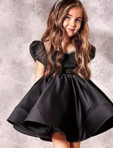  Småbarn Flickor Festklänning Paljett Kortärmad Prestanda Nät söt stil Prinsessa Polyester Ovanför knäet Sheath Dress Tyllklänning Sommar Vår Höst 3-7 år Silver Svart Vit